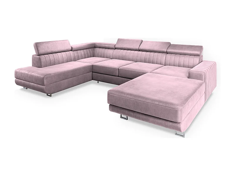 Canapé d'angle SIENA Parme en velours avec fonction de couchage