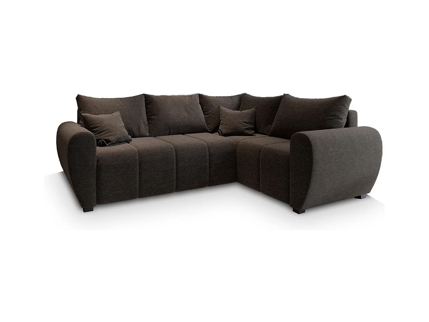 Canapé d'angle MADISON Marron en tissu texturé avec fonction de couchage