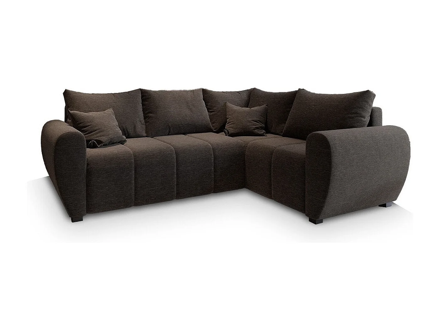 Canapé d'angle MADISON Marron en tissu texturé avec fonction de couchage
