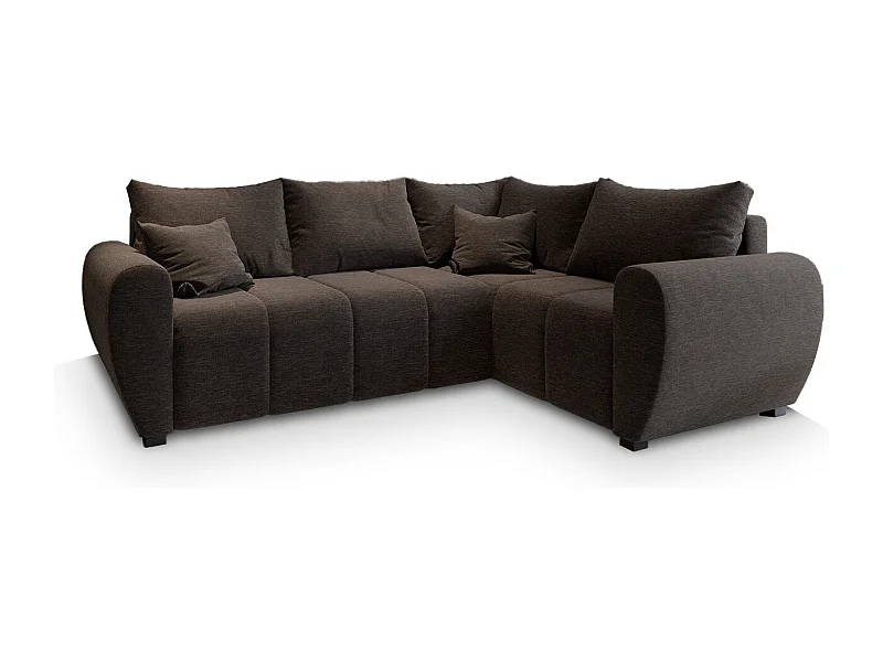 Canapé d'angle MADISON Marron en tissu texturé avec fonction de couchage