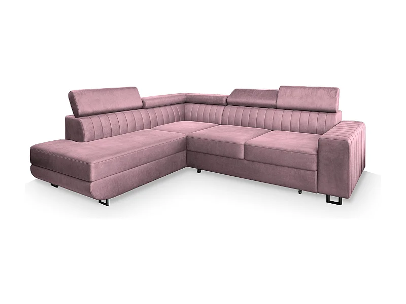 Canapé d'angle NOLA Parme en velours avec fonction de couchage