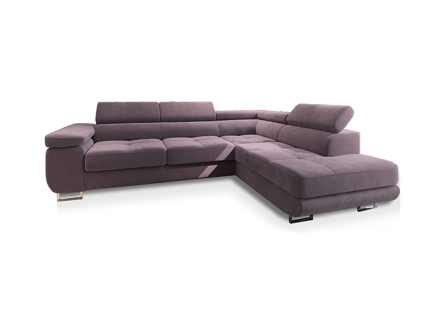 Canapé d'angle SELVA Parme en velours avec fonction de couchage