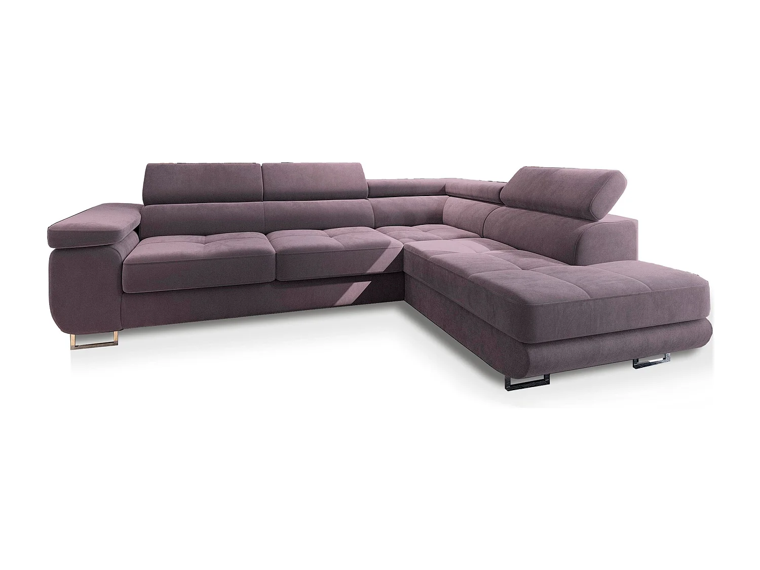 Canapé d'angle SELVA Parme en velours avec fonction de couchage