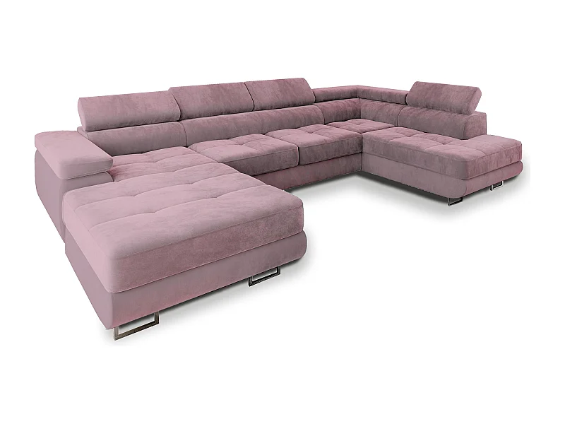 Canapé d'angle CASONE Parme en velours avec fonction de couchage