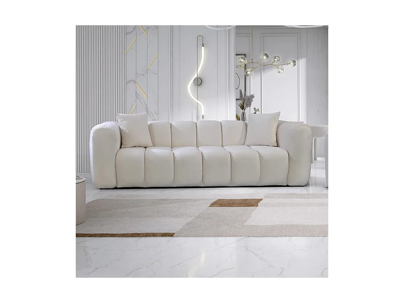 Canapé 3 places velours beige Cleo