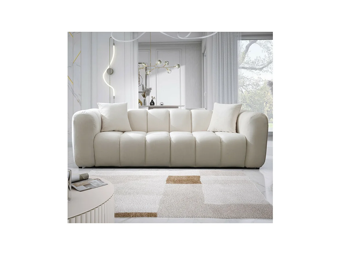 Canapé 3 places velours beige Cleo