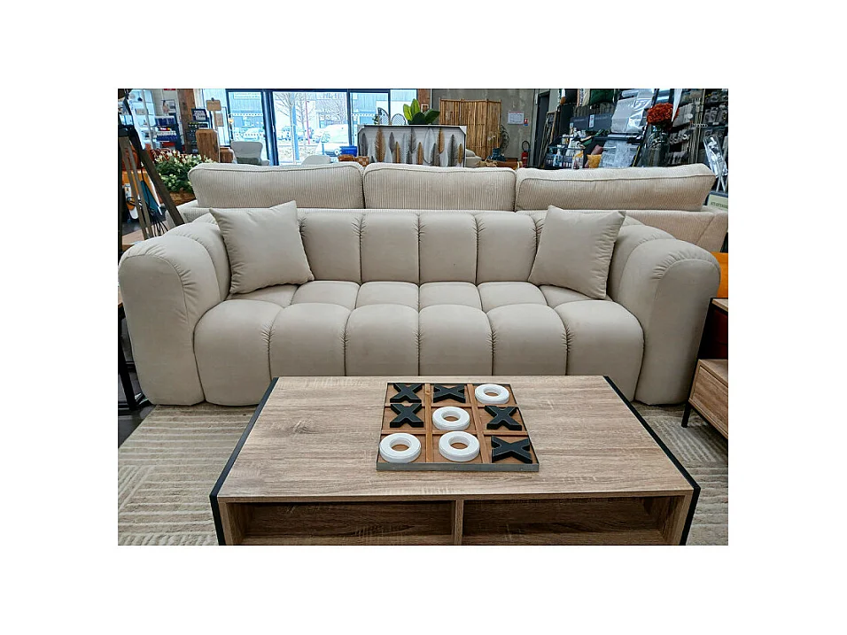 Canapé 3 places velours beige Cleo