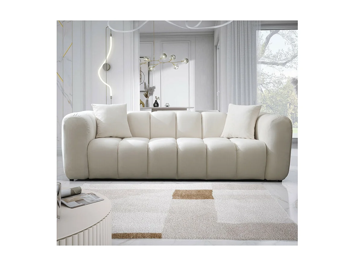 Canapé 3 places velours beige Cleo