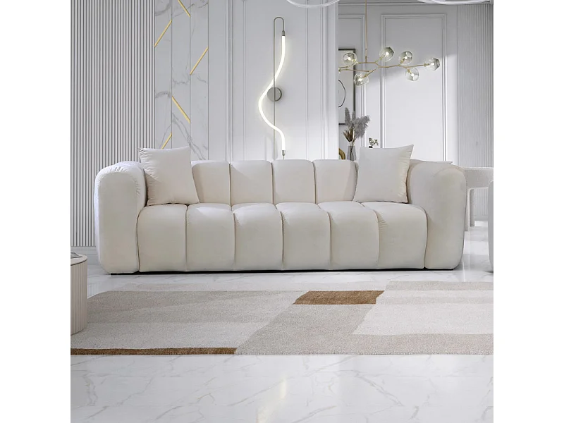 Canapé 3 places velours beige Cleo