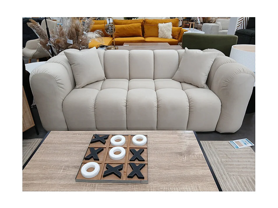 Canapé 2 places velours beige Cleo