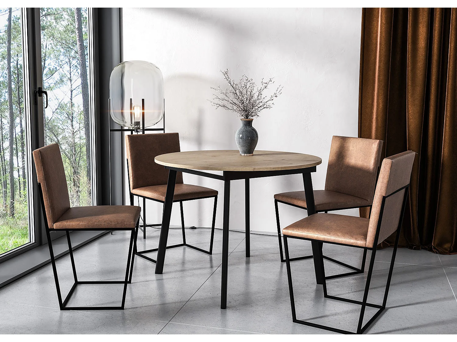 ESSTISCH Torsen Pietra Grigia Schwarz / Weiß 100/138 / 100 / 76cm