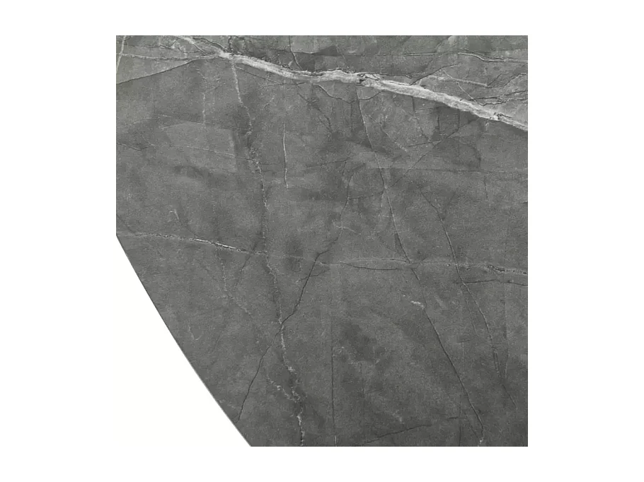 Tavolo rotondo allungabile Sorin 120 cm effetto marmo grigio con base nera opaca