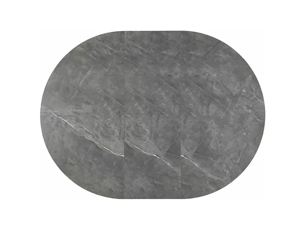 Tavolo rotondo allungabile Sorin 120 cm effetto marmo grigio con base nera opaca