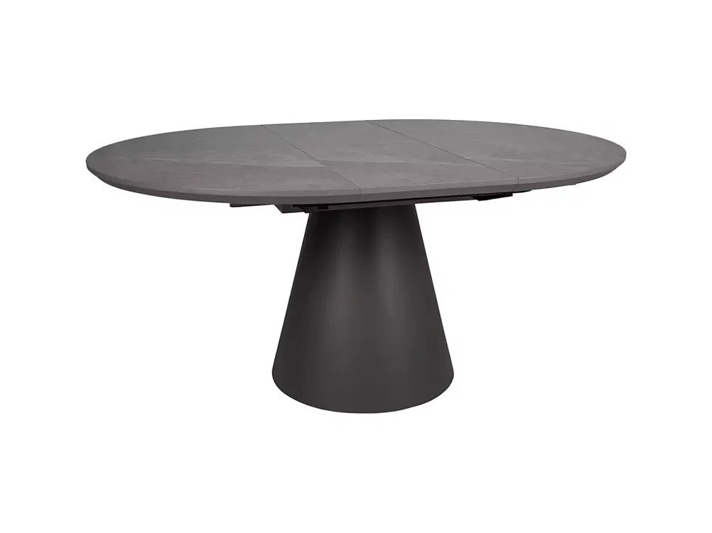 Table ronde extensible 120 cm gris effet marbre avec pied noir mat Sorin