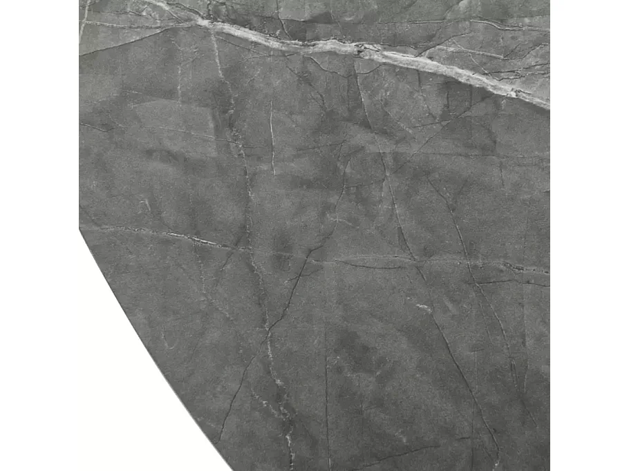 Tavolo rotondo allungabile Sorin 120 cm effetto marmo grigio con base nera opaca