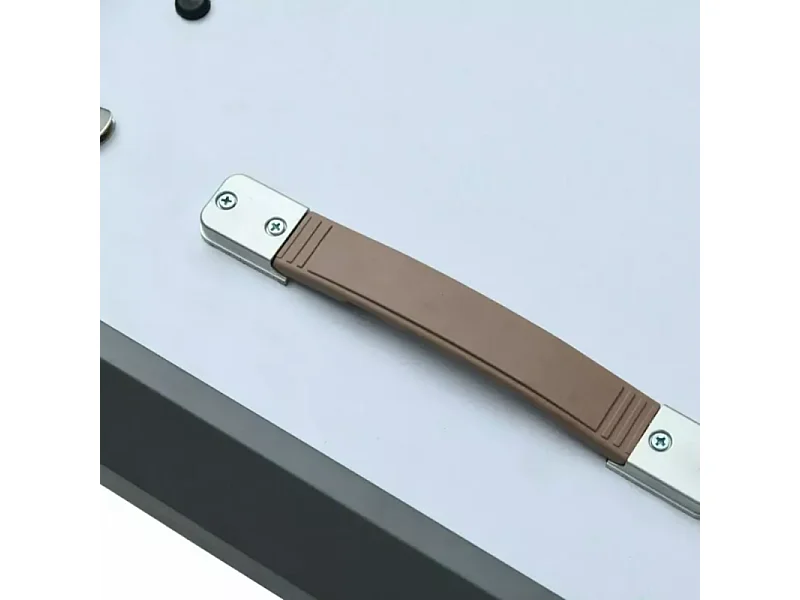 Tavolo rotondo allungabile Sorin 120 cm effetto marmo grigio con base nera opaca