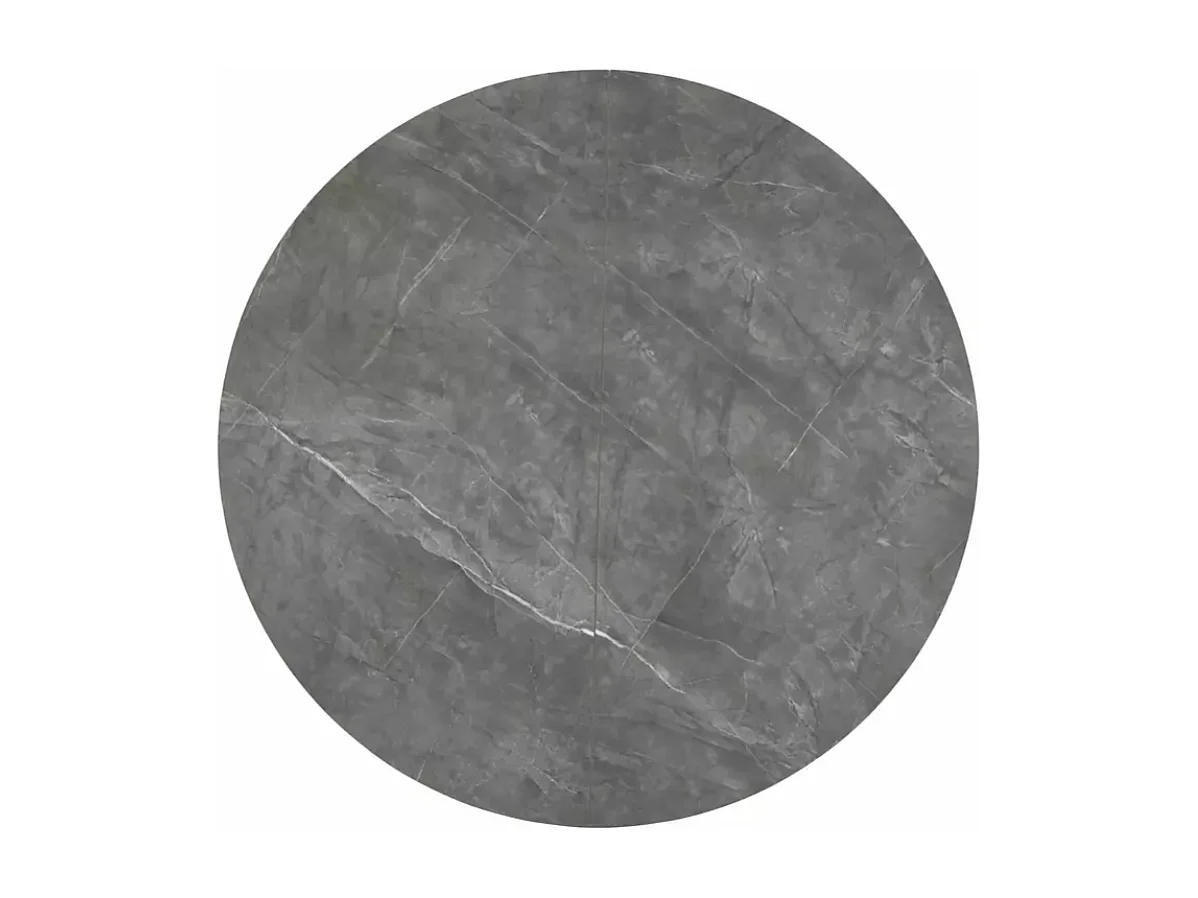 Mesa redonda extensible Sorin 120 cm efecto mármol gris con base negra mate