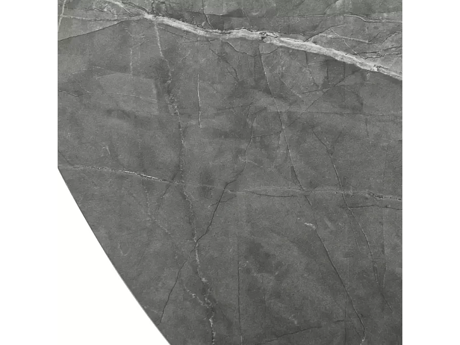 Mesa redonda extensible Sorin 120 cm efecto mármol gris con base negra mate