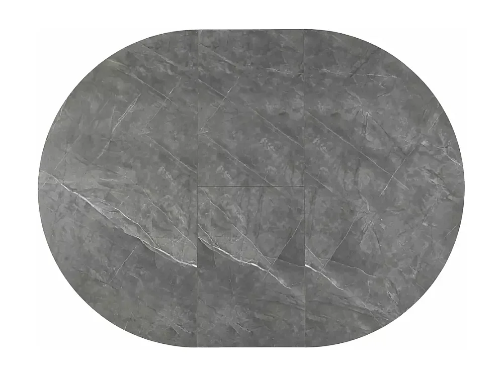 Mesa redonda extensible Sorin 120 cm efecto mármol gris con base negra mate
