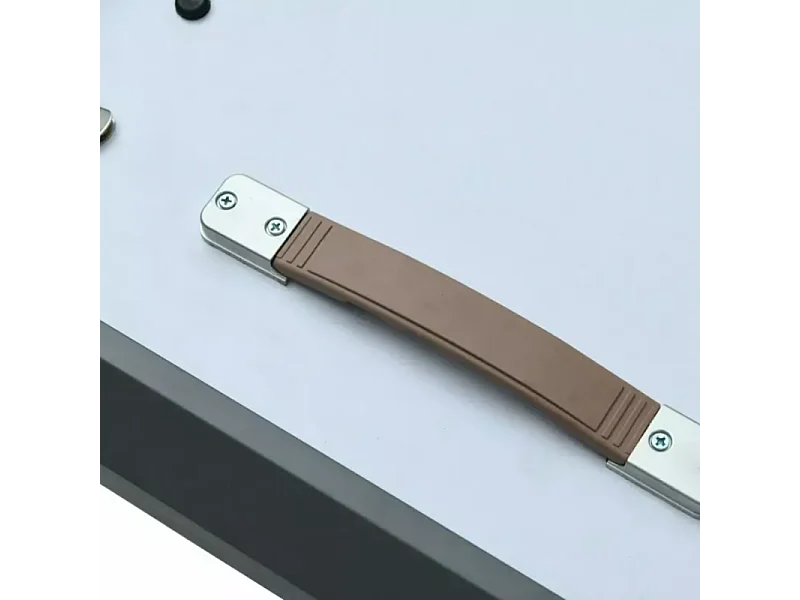 Mesa redonda extensible Sorin 120 cm efecto mármol gris con base negra mate