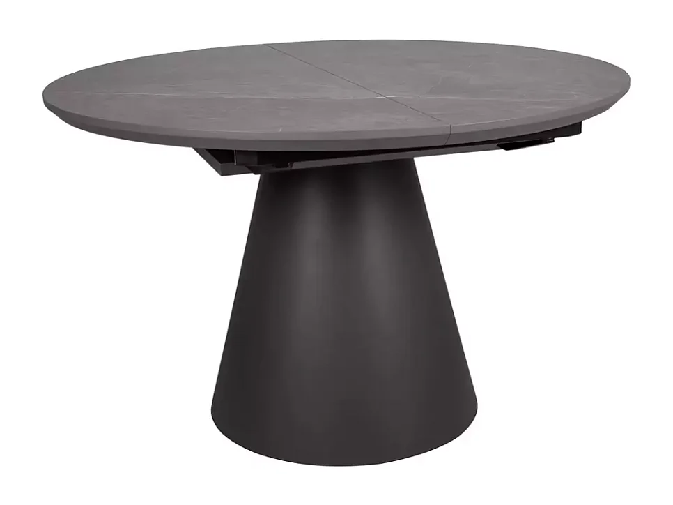 Tavolo rotondo allungabile Sorin 120 cm effetto marmo grigio con base nera opaca