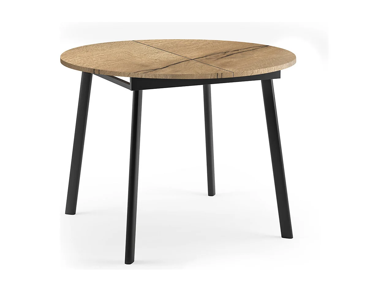 ESSTISCH Torsen Halifax Eiche Natur / Schwarz 100/138 / 100 / 76cm