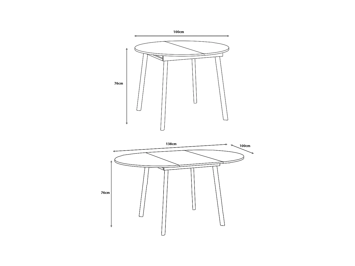 ESSTISCH Torsen Pietra Grigia Schwarz / Schwarz 100/138 / 100 / 76cm