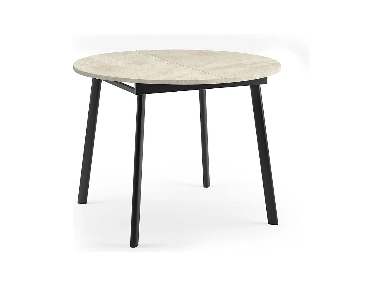 ESSTISCH Torsen Chromix Weiß / Schwarz 100/138 / 100 / 76cm