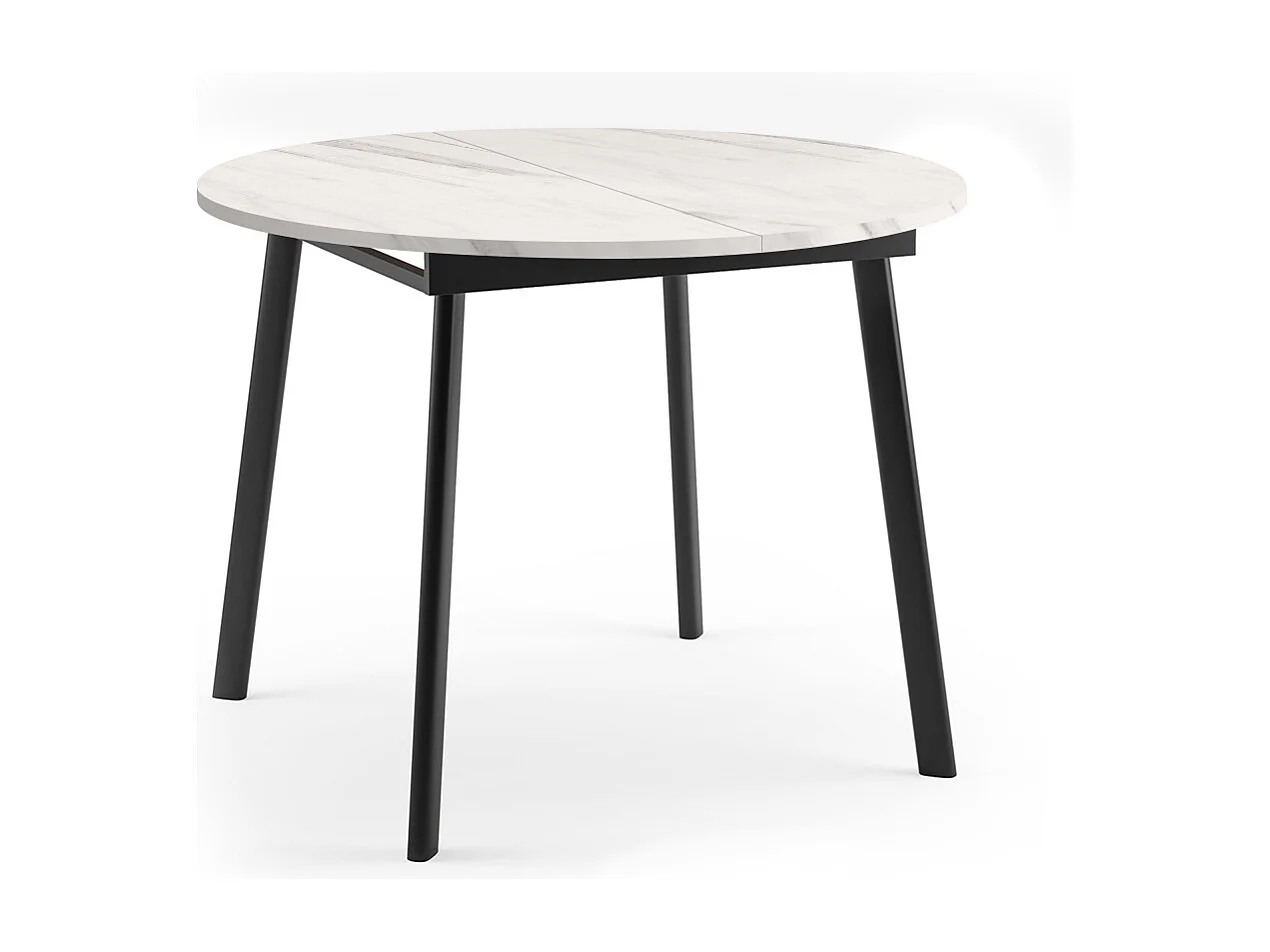 ESSTISCH Torsen Bianco Marmor / Schwarz 100/138 / 100 / 76cm