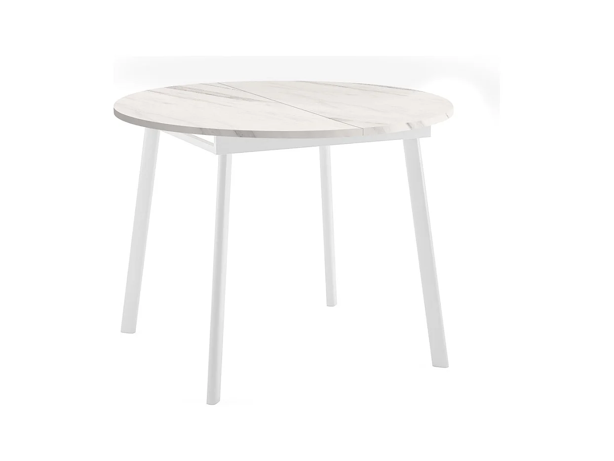 ESSTISCH Torsen Bianco Marmor / Weiß 100/138 / 100 / 76cm