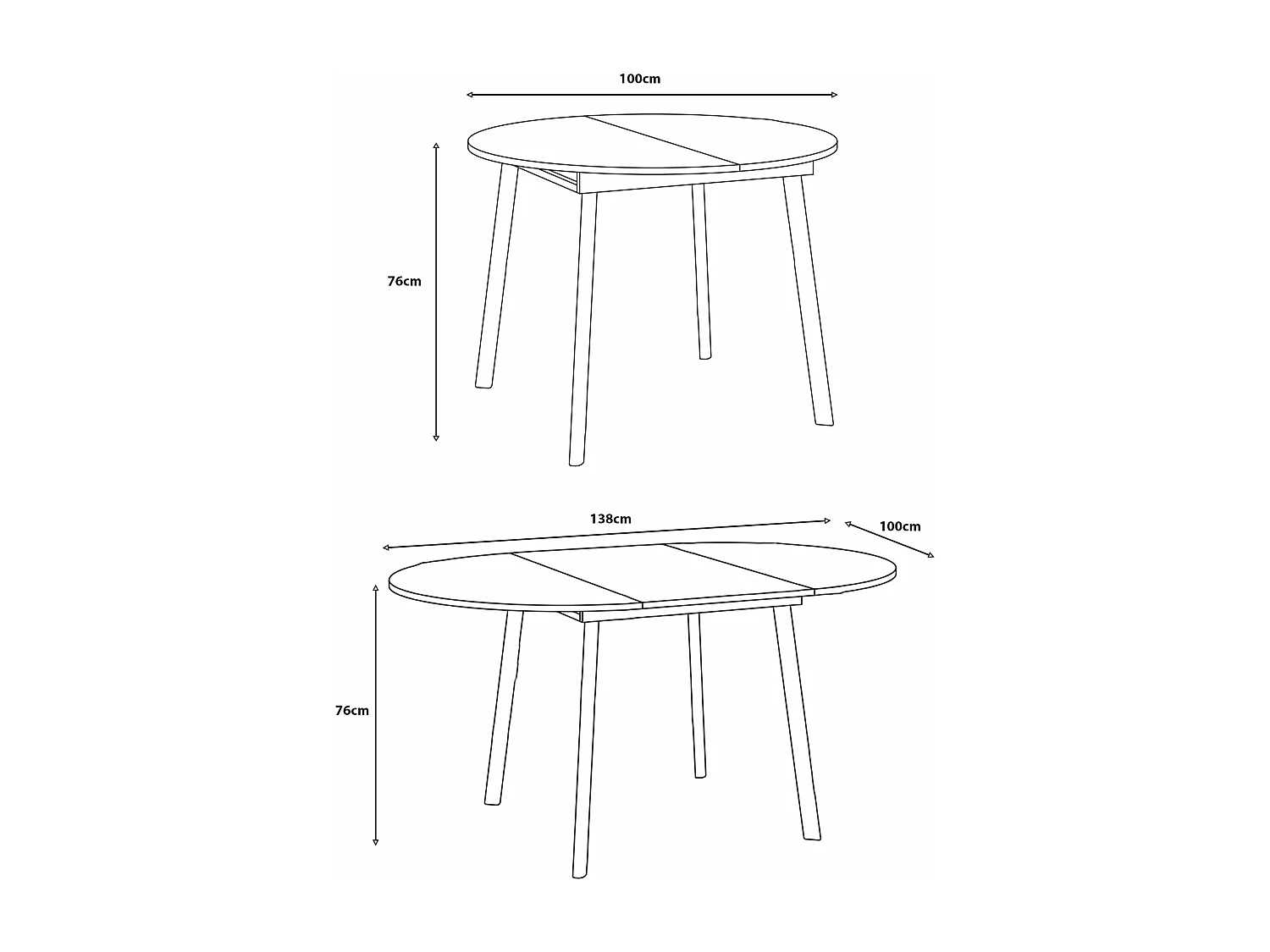 ESSTISCH Torsen Halifax Eiche Natur / Graphit 100/138 / 100 / 76cm