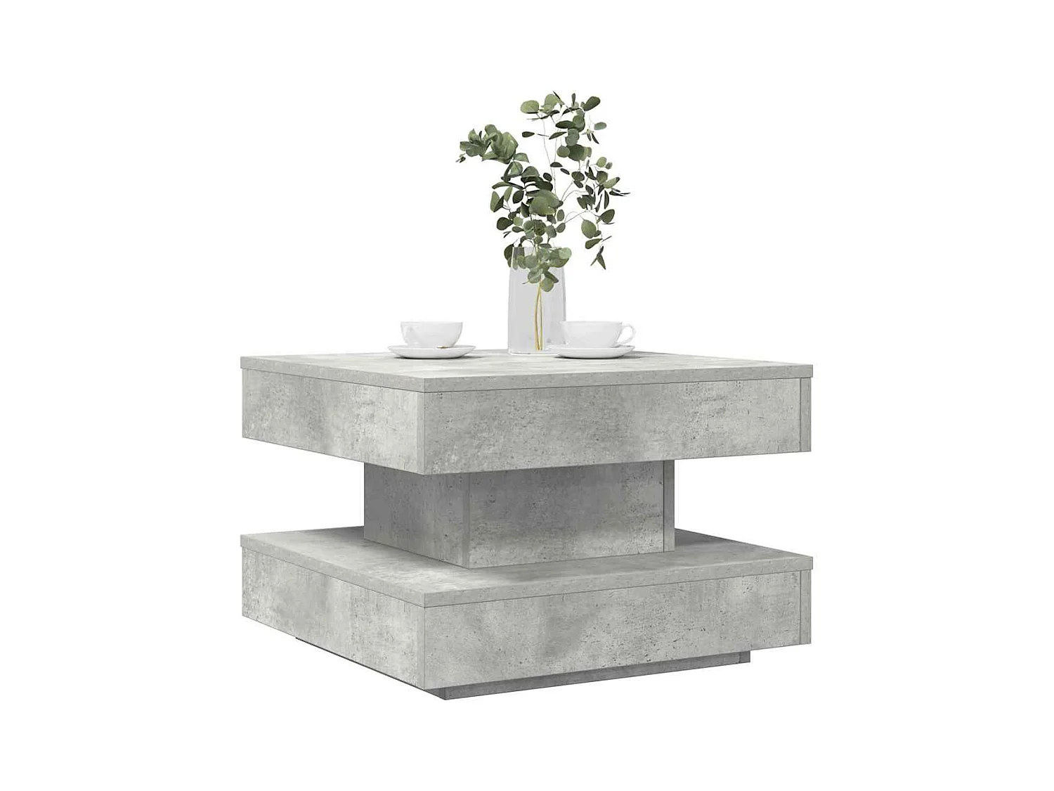 Mesa de centro rotativa a 360 graus 50x50x34,5 cm cinza cimento