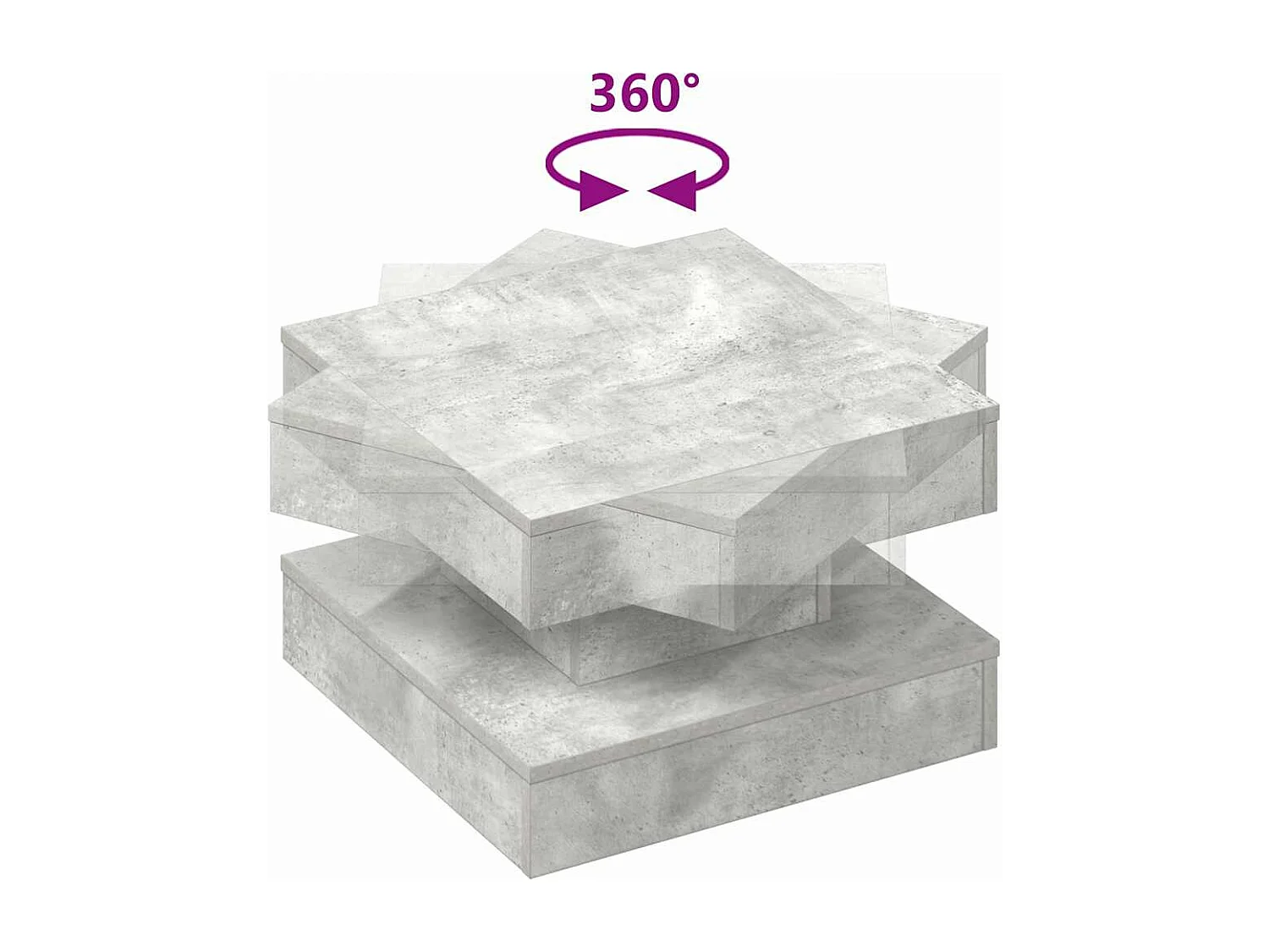Couchtisch 360-Grad Drehbar Betongrau 50x50x34,5 cm