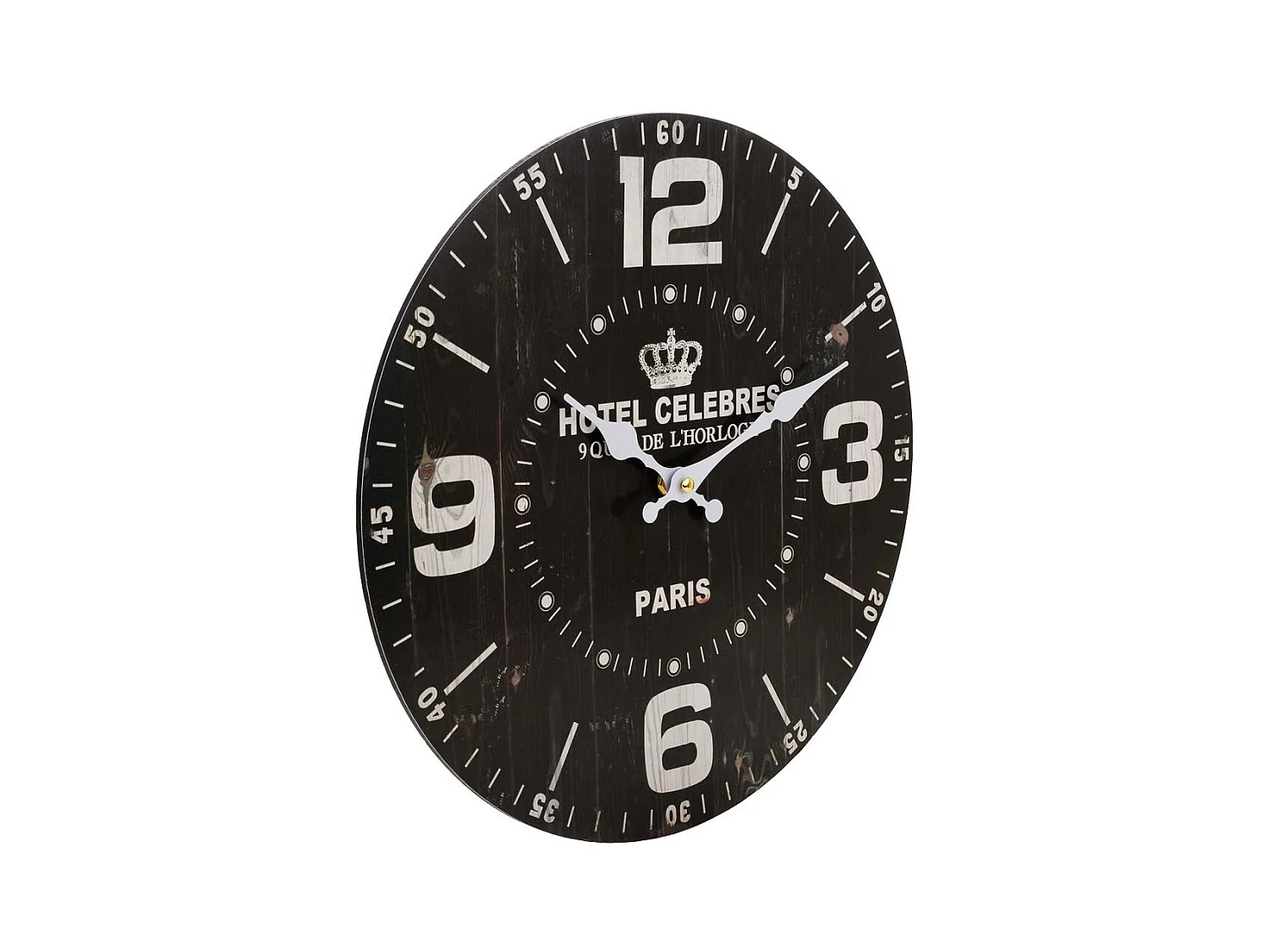 Relógio de parede em madeira preta 34x34x2cm