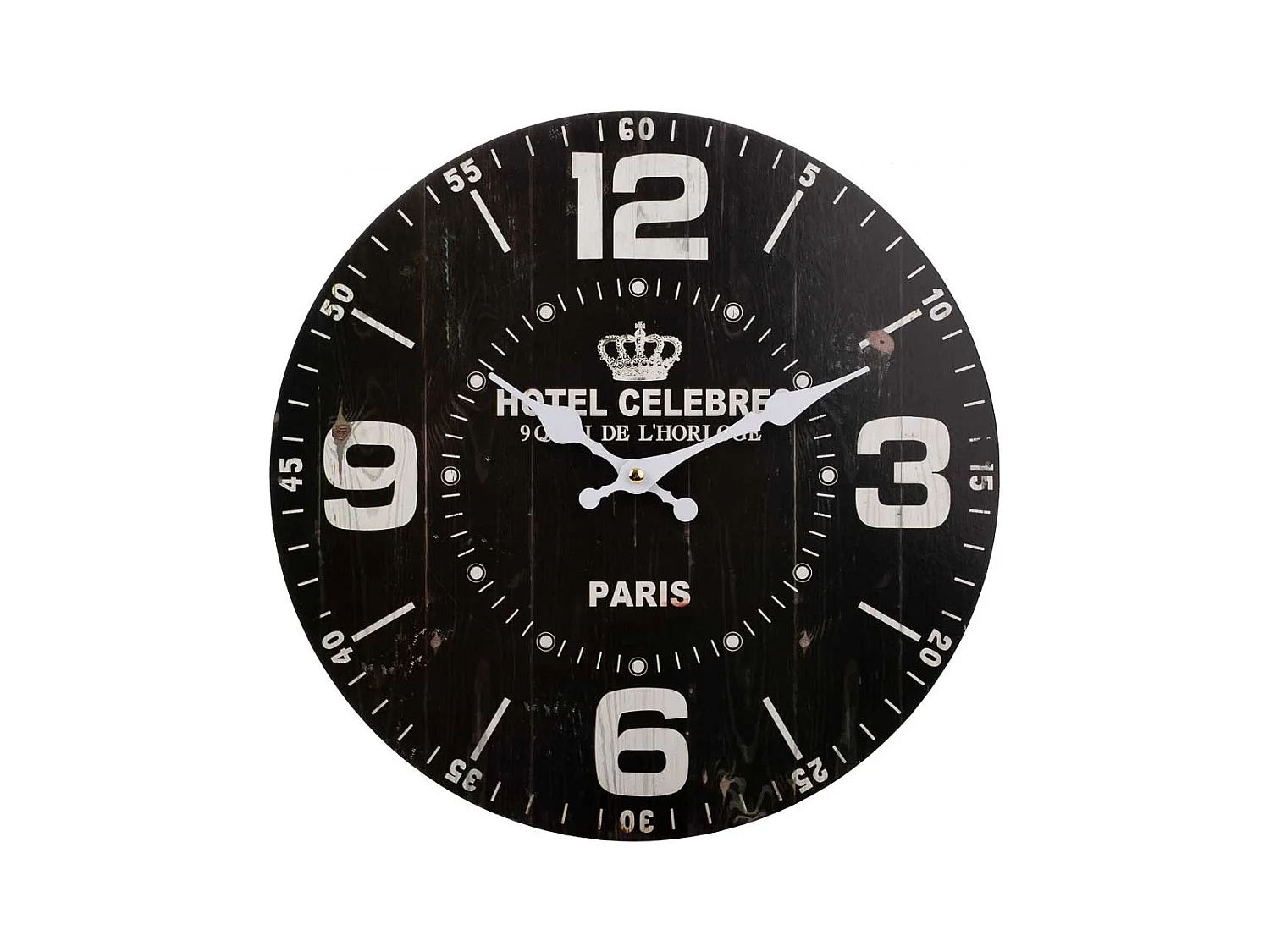 Relógio de parede em madeira preta 34x34x2cm