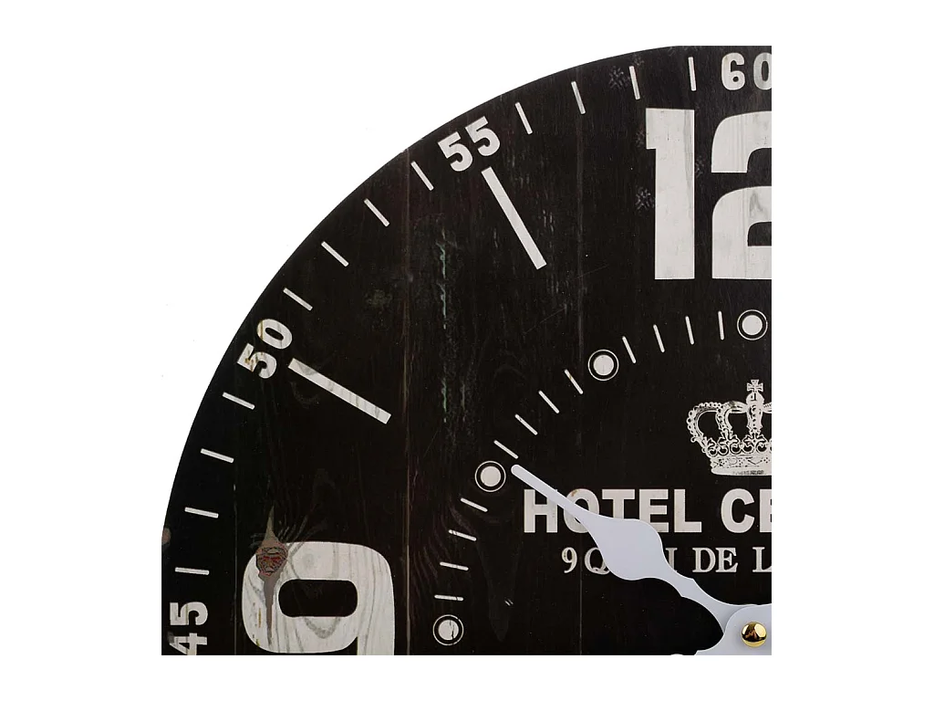 Relógio de parede em madeira preta 34x34x2cm