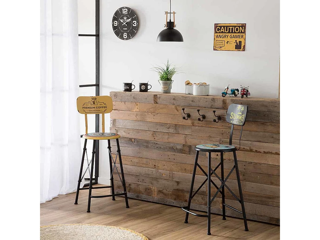 Reloj de pared de madera negro 34x34x2cm