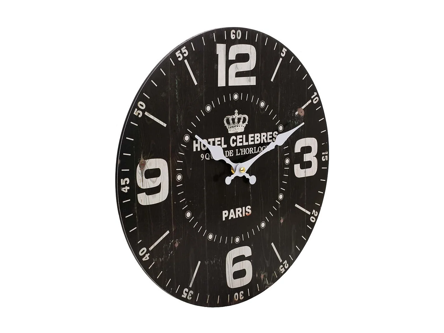 Schwarze Wanduhr aus Holz 34x34x2cm