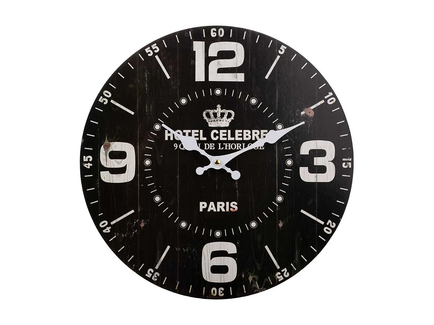 Schwarze Wanduhr aus Holz 34x34x2cm