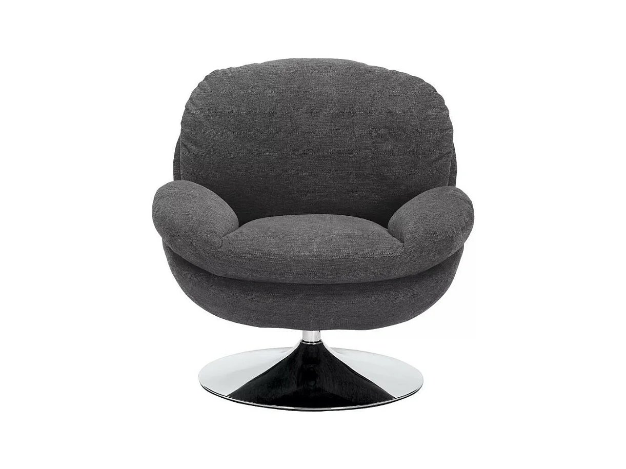 Poltrona girevole vintage, tessuto grigio scuro Noche