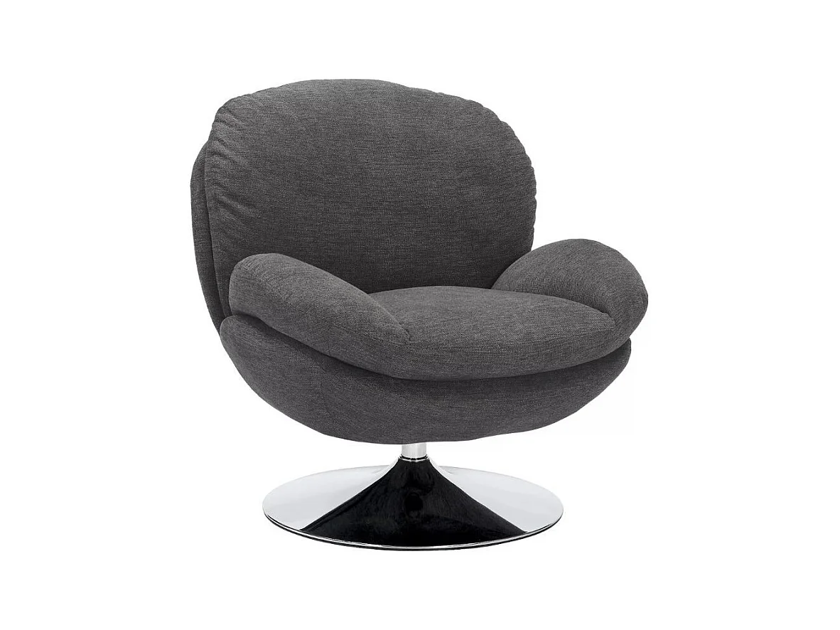 Fauteuil pivotant vintage, tissu gris foncé Noche