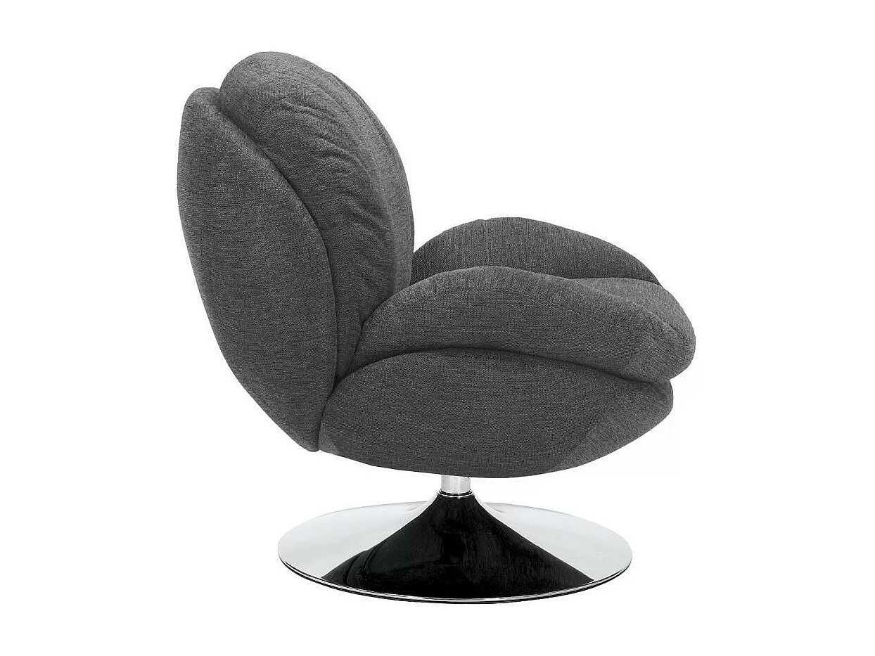 Poltrona girevole vintage, tessuto grigio scuro Noche