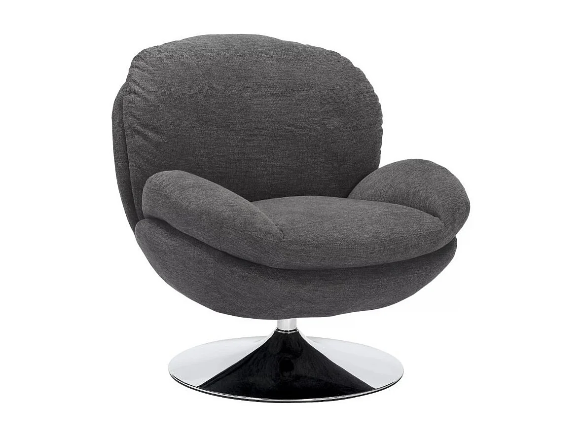 Fauteuil pivotant vintage, tissu gris foncé Noche