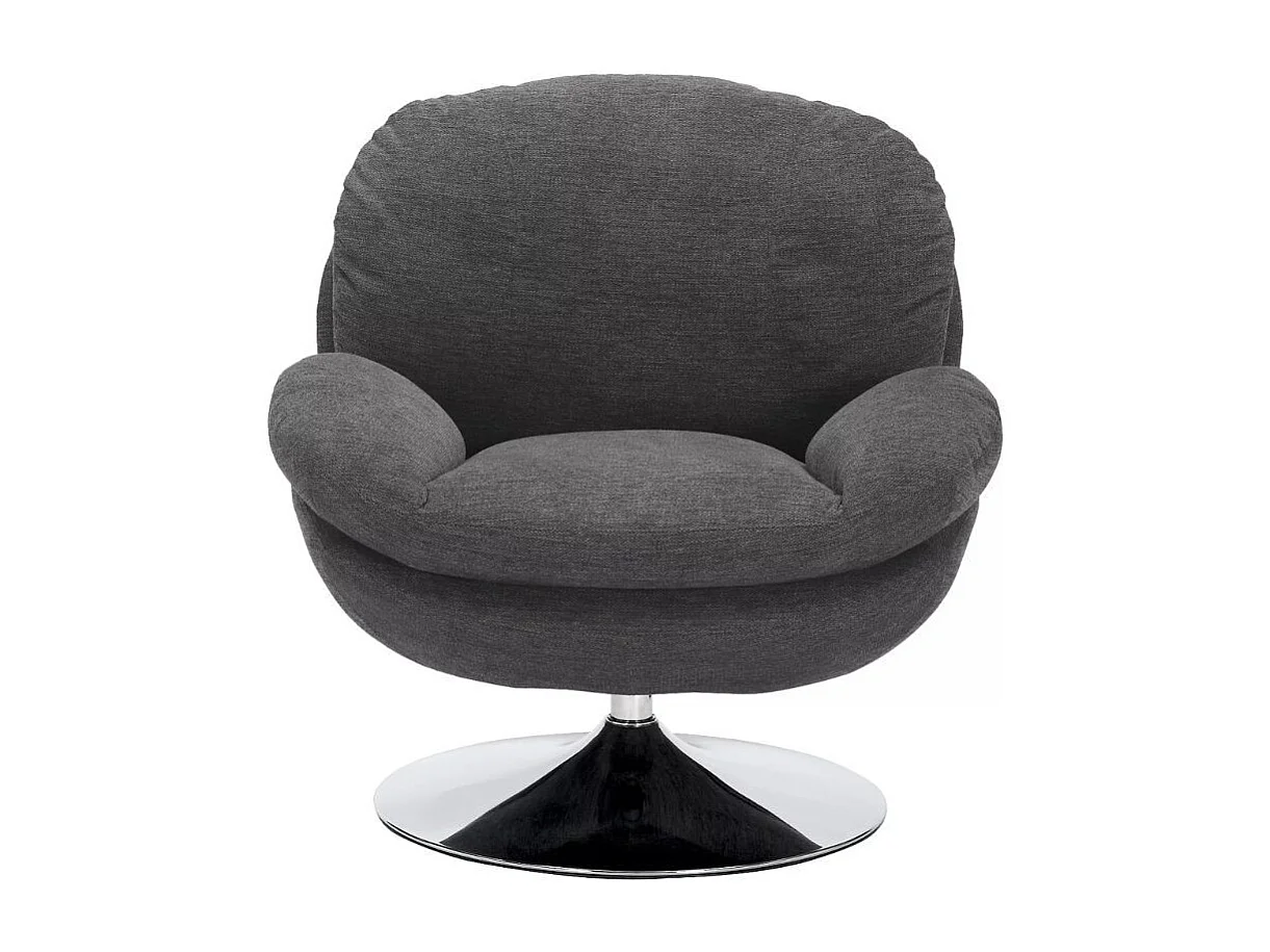 Fauteuil pivotant vintage, tissu gris foncé Noche