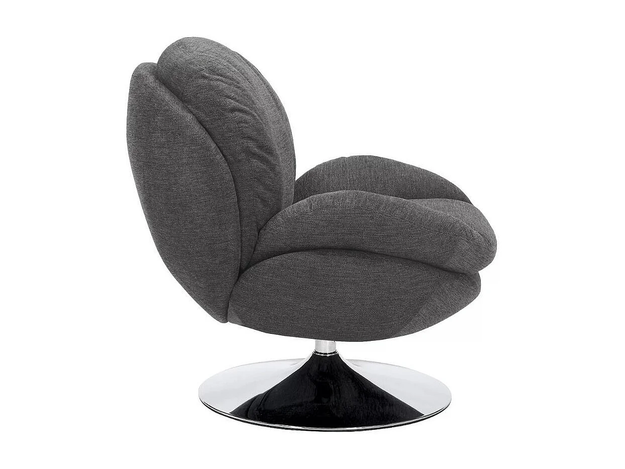 Fauteuil pivotant vintage, tissu gris foncé Noche
