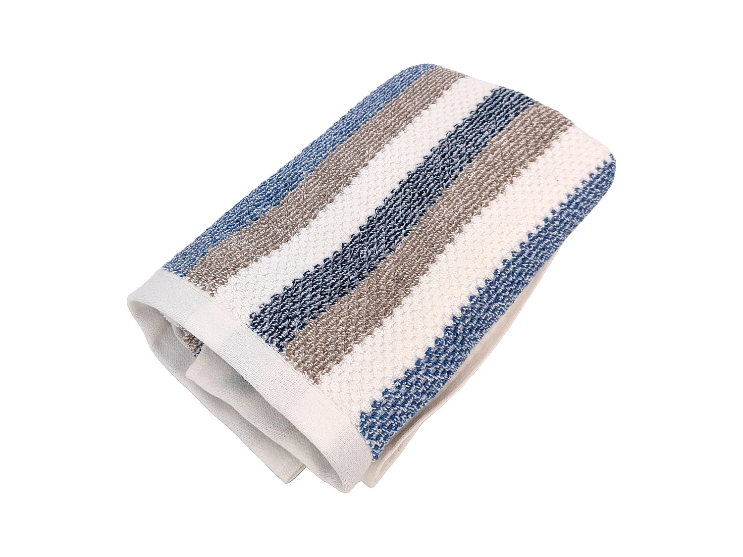 Serviette de toilette 50x100 cm pur coton collection VISTA blanc bleu