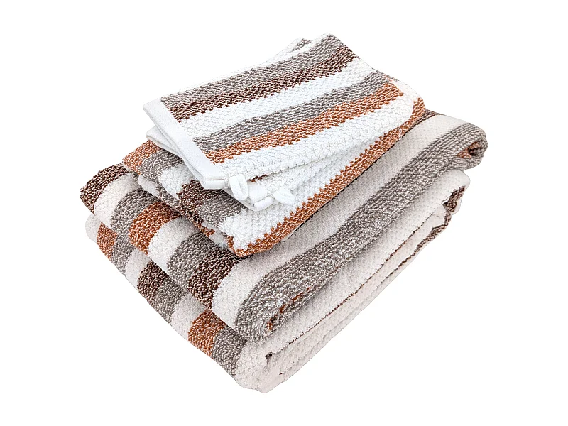 Parure de bain 5 pièces coton collection VISTA blanc jaune