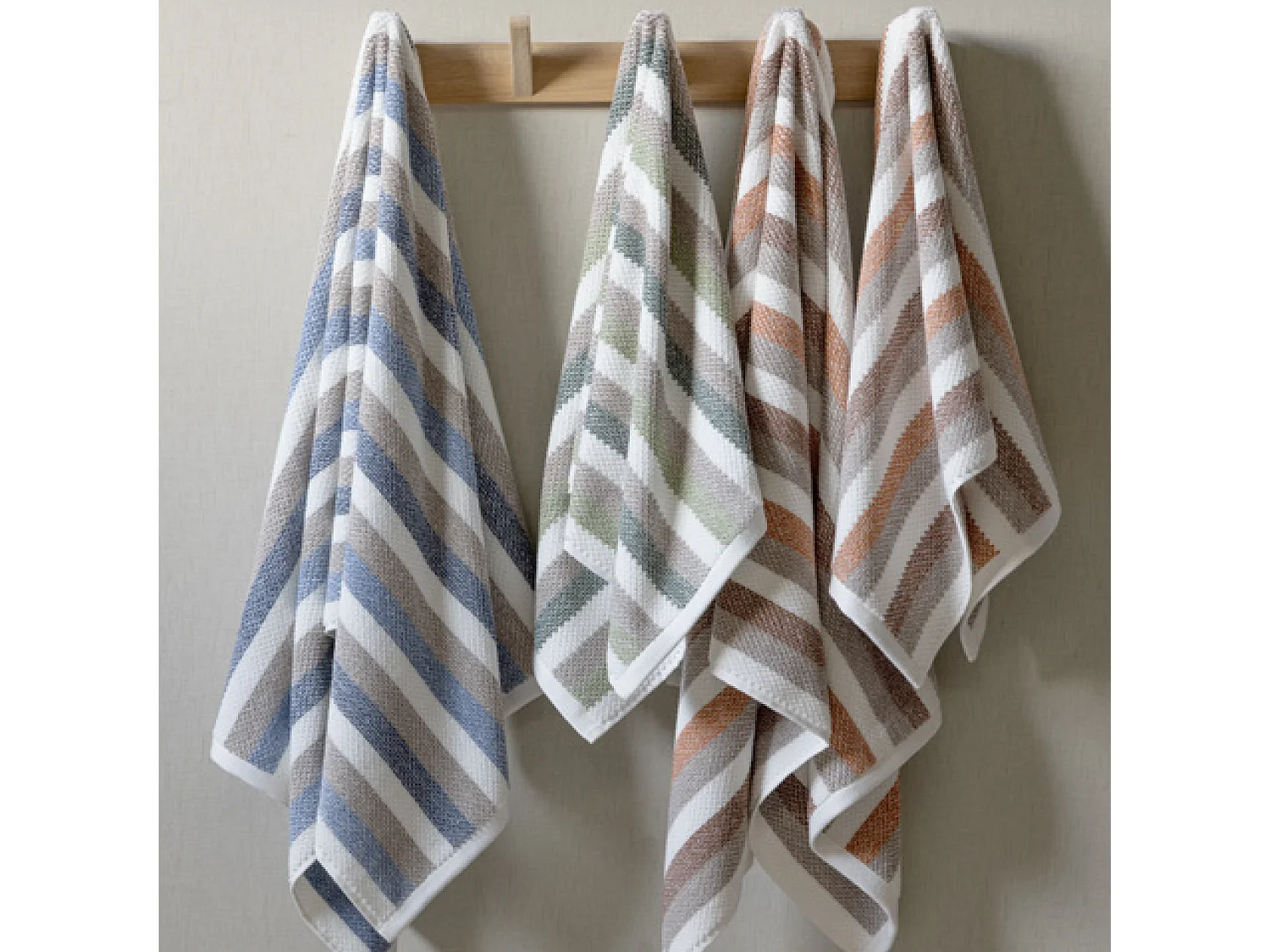 Serviette de toilette 50x100 cm pur coton collection VISTA blanc vert