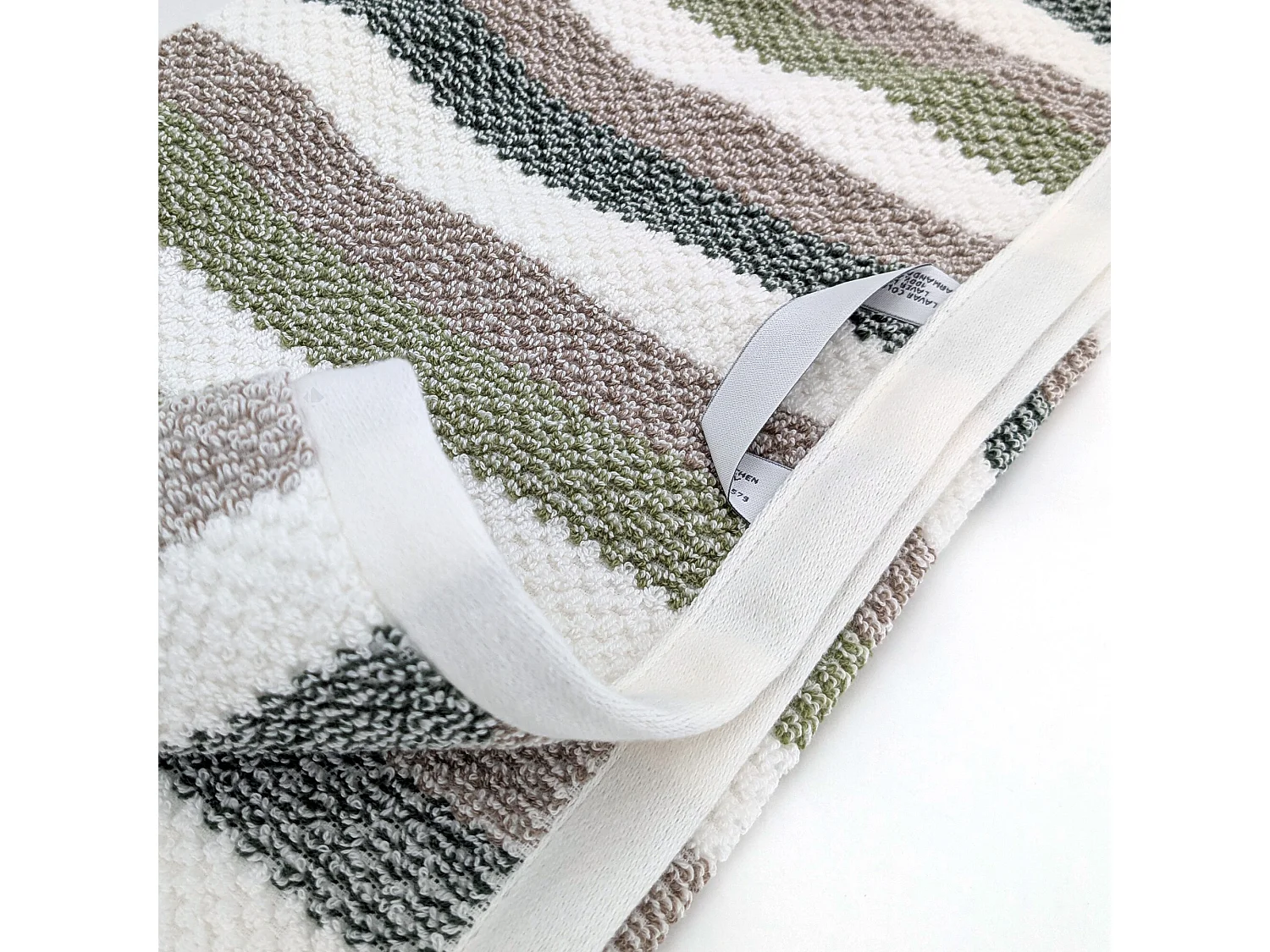 Serviette de toilette 50x100 cm pur coton collection VISTA blanc vert