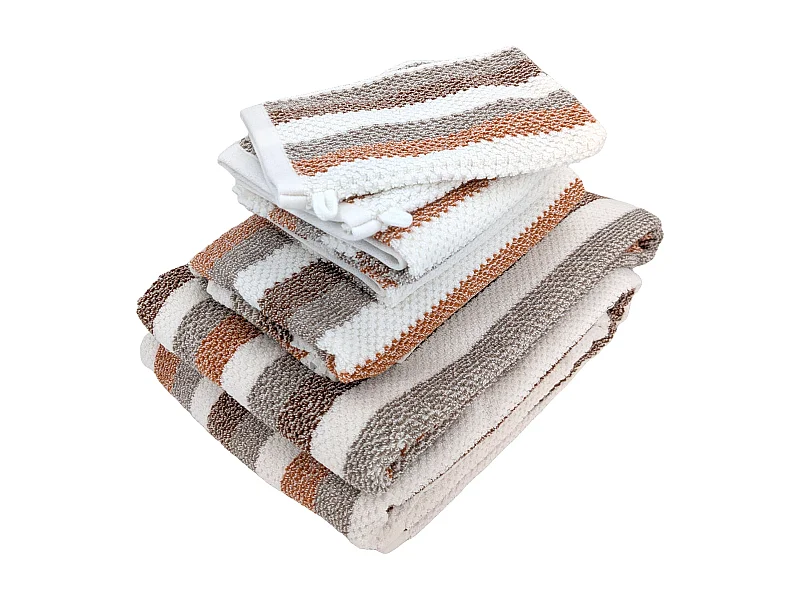 Parure de bain 7 pièces coton collection VISTA blanc jaune